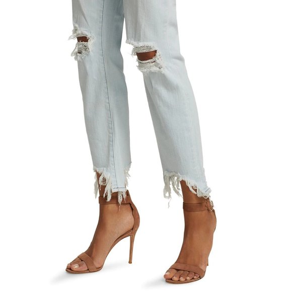 NEW L'AGENCE Size 29 (6-8) Women's High Line Destroyed Slim Jeans, Fade Out - Picture 4 of 7